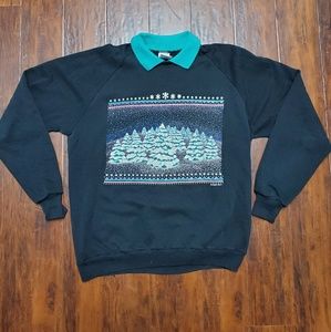 Vintage rare 90s Christmas Crewneck with collar